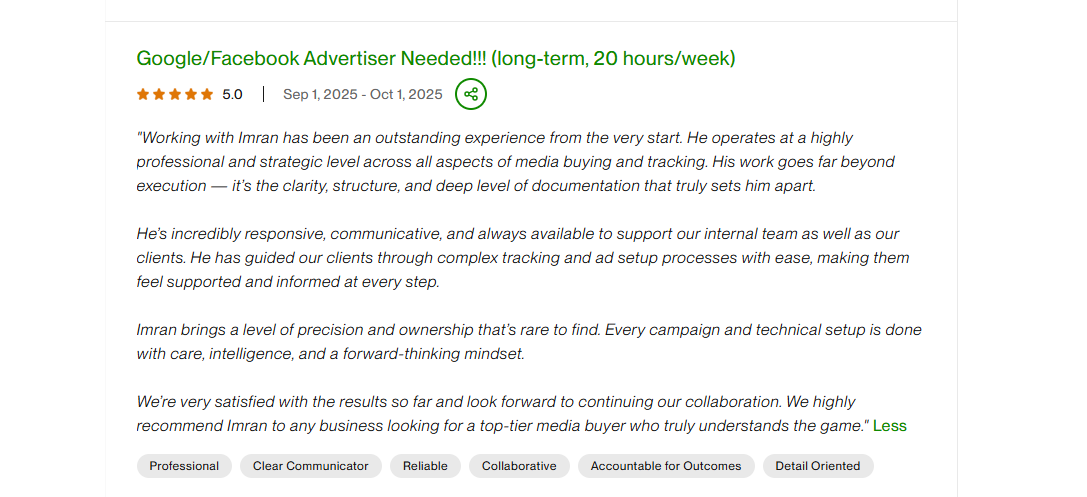 Client testimonial screenshot 1